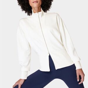 NWT Sweaty Betty Lily White After Class Zip-Up Sweatshirt in Lily